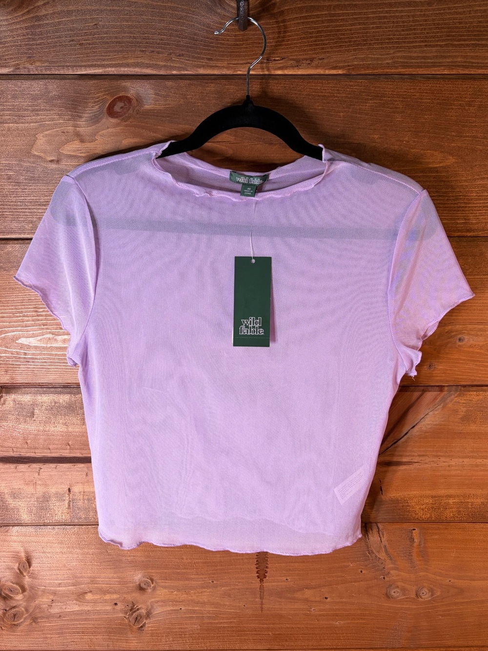 wild fable Light Lavender Sheer Mesh Short Sleeve Top Size XS 💜